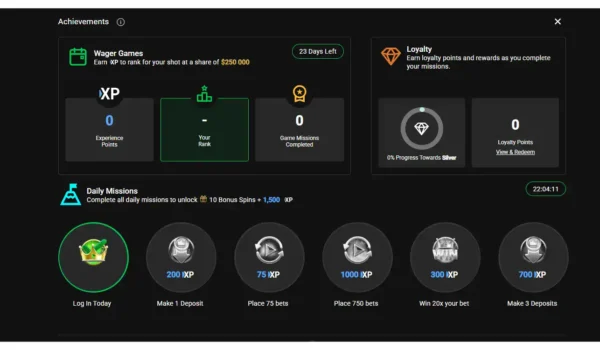 Achievements Wager Games_Achievements Daily Missions