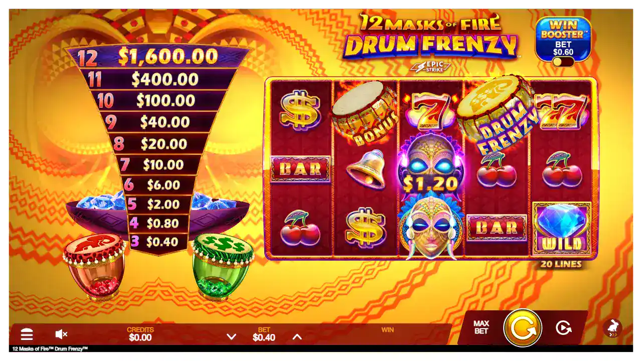 12-Masks-of-Fire-Drum-Frenzy-slot-cover
